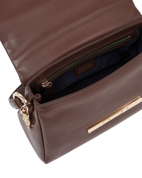 TH PLAQUE LEATHER SHOULDER BAG