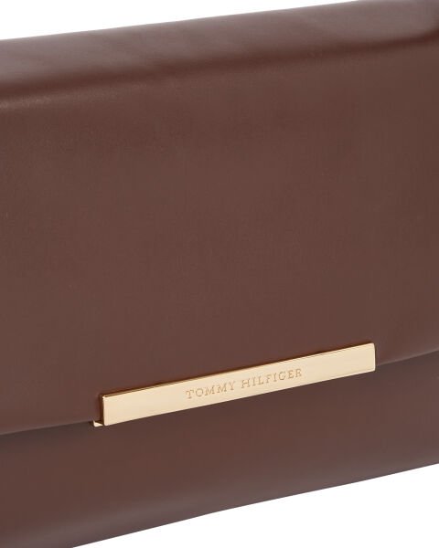 TH PLAQUE LEATHER SHOULDER BAG