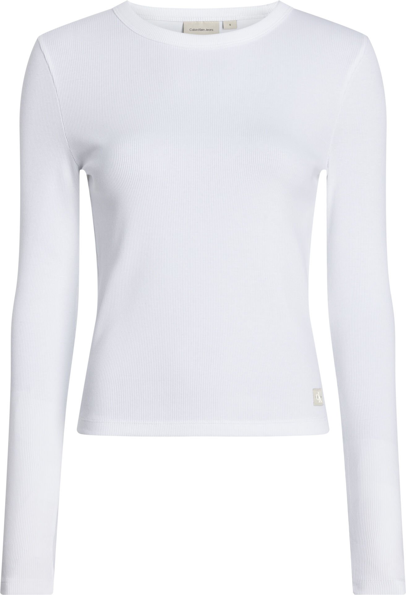 WOVEN LABEL RIB LONG SLEEVE Beyaz - M