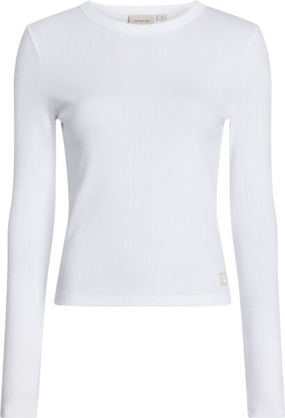 WOVEN LABEL RIB LONG SLEEVE Beyaz - M