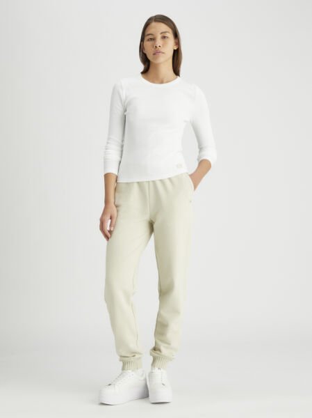 WOVEN LABEL RIB LONG SLEEVE Beyaz - M
