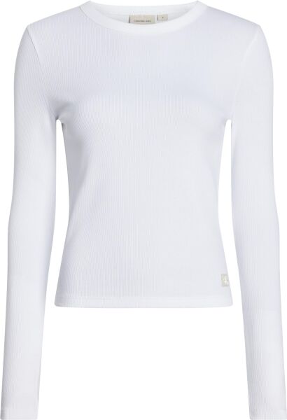 WOVEN LABEL RIB LONG SLEEVE Beyaz - M