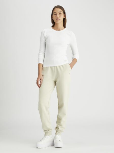 WOVEN LABEL RIB LONG SLEEVE Beyaz - M