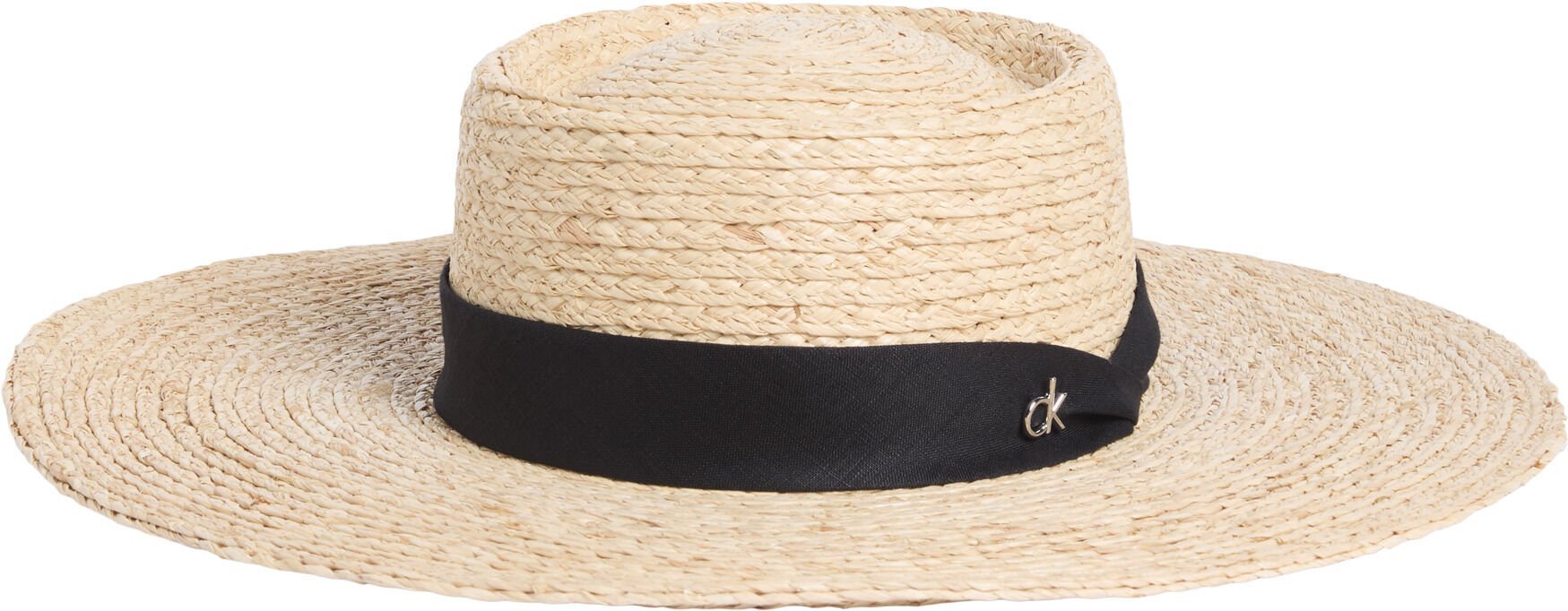 CK METAL LINEN BAND STRAW HAT