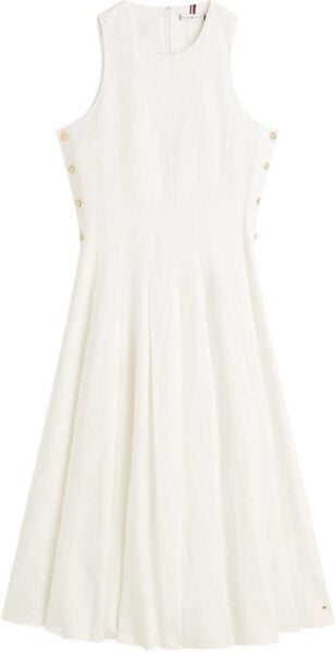 LINEN BLEND HOURGLASS MIDI DRS