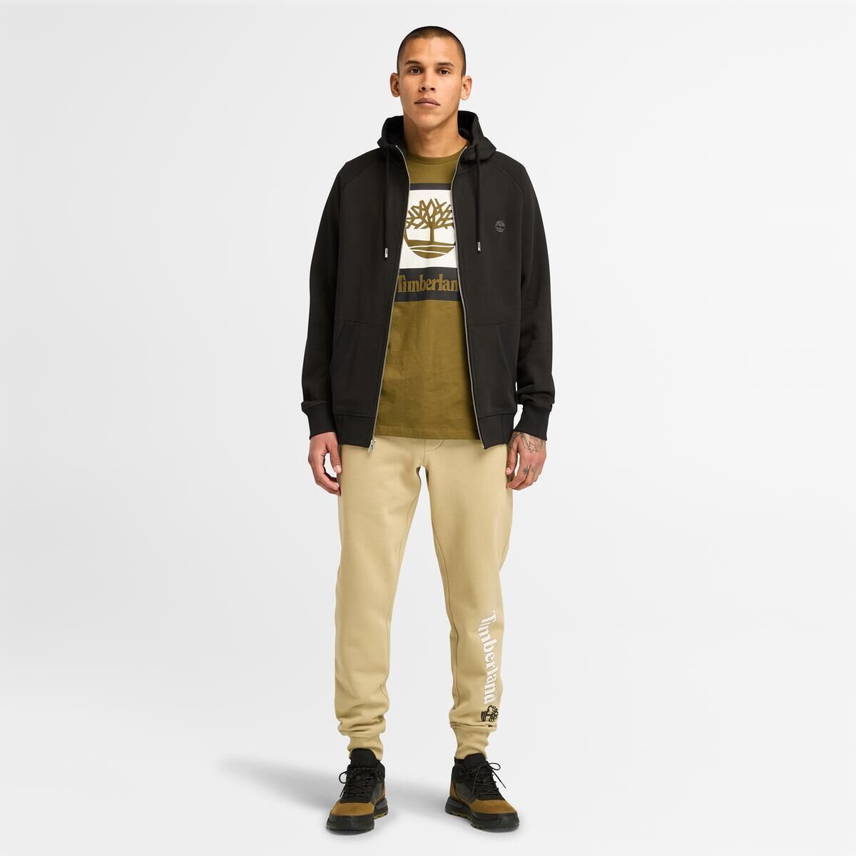 EXETER RIVER Brushed Back Full Zip Hoodi Siyah/Gri - L