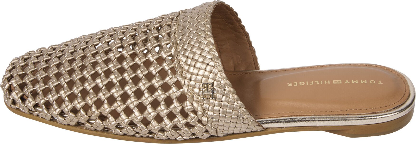 CROCHET METALLIC LEATHER MULE