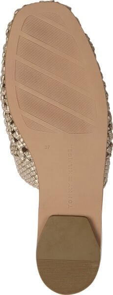 CROCHET METALLIC LEATHER MULE