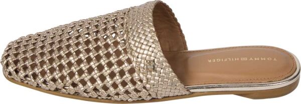 CROCHET METALLIC LEATHER MULE