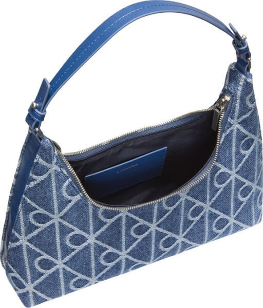EMBLEM AOP DENIM SHOULDER BAG
