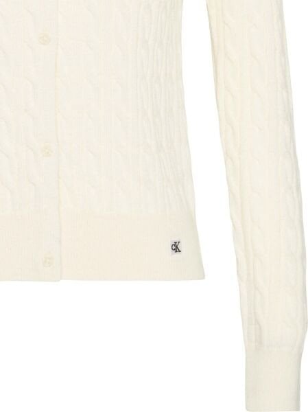 WOOL CABLE CREWNECK CARDIGAN