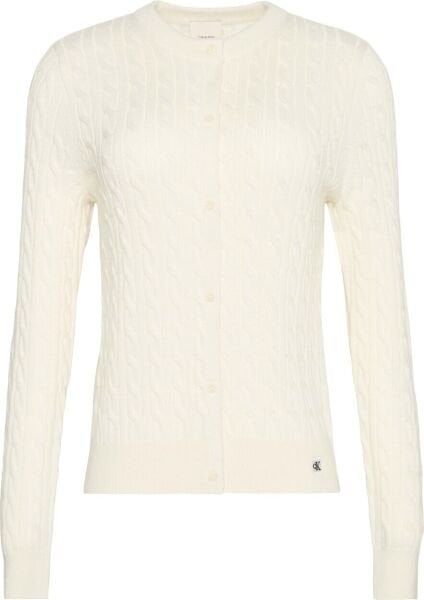 WOOL CABLE CREWNECK CARDIGAN