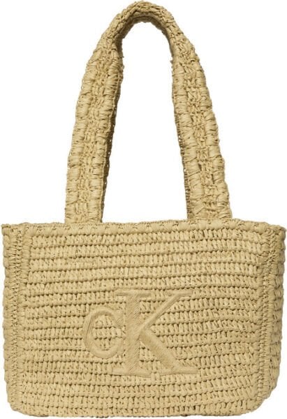 BOLD CK RAFFIA MEDIUM TOTE