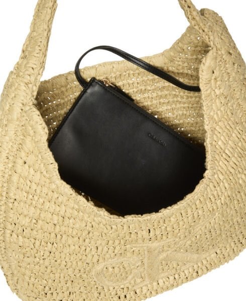 BOLD CK RAFFIA LG SHOULDER BAG
