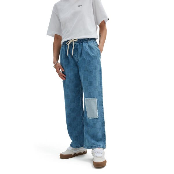 MENDED CHECK DENIM RANGE LOOSE CROP PANT