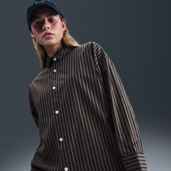 W NSW STRIPE PPLN BTTN UP