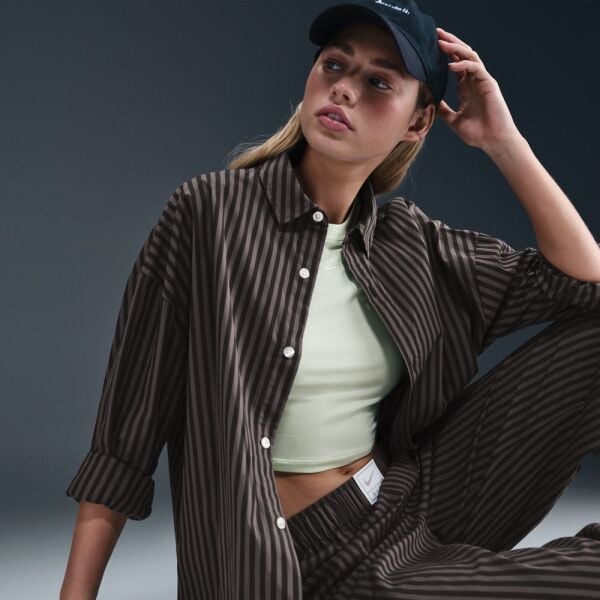 W NSW STRIPE PPLN BTTN UP