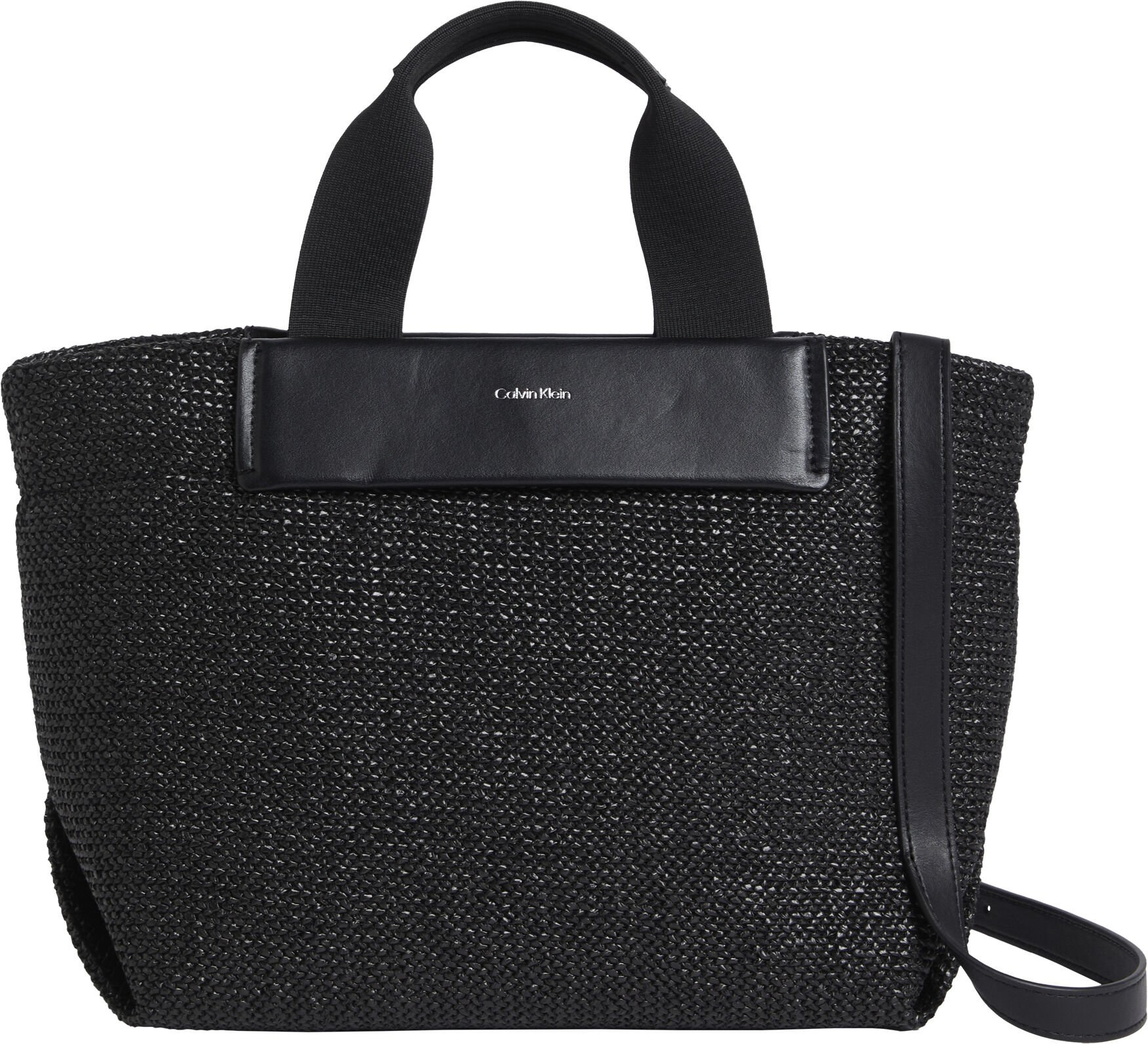 CK RAFFIA SMALL TOTE CROSSBODY