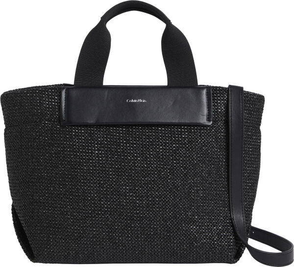 CK RAFFIA SMALL TOTE CROSSBODY