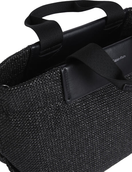 CK RAFFIA SMALL TOTE CROSSBODY