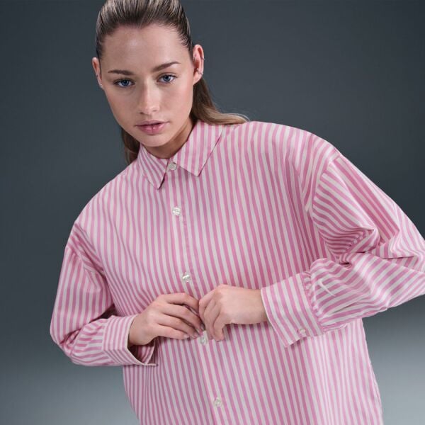 W NSW STRIPE PPLN BTTN UP