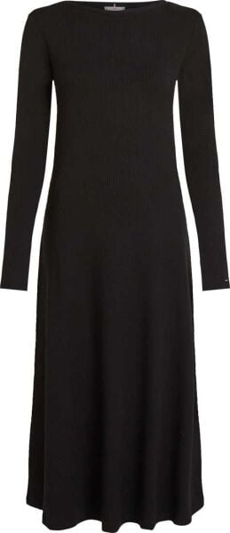 5X2 RIB FLARE MIDI DRESS LS