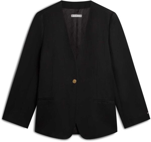 LINEN/VIS COLLARLESS BLAZER