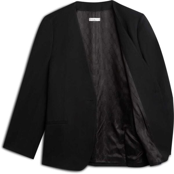 LINEN/VIS COLLARLESS BLAZER