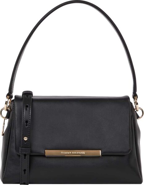 TH PLAQUE LEATHER SHOULDER BAG