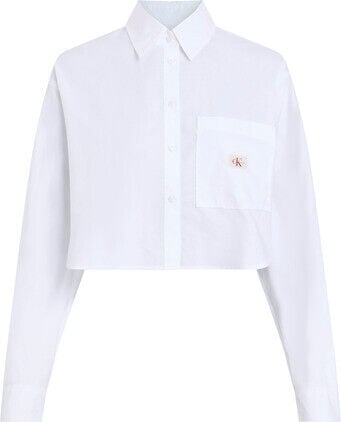 WOVEN LABEL CROPPED SHIRT