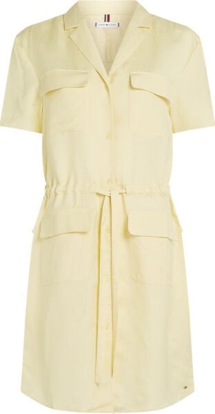 TEXTURED LINEN S/S SHORT DRESS