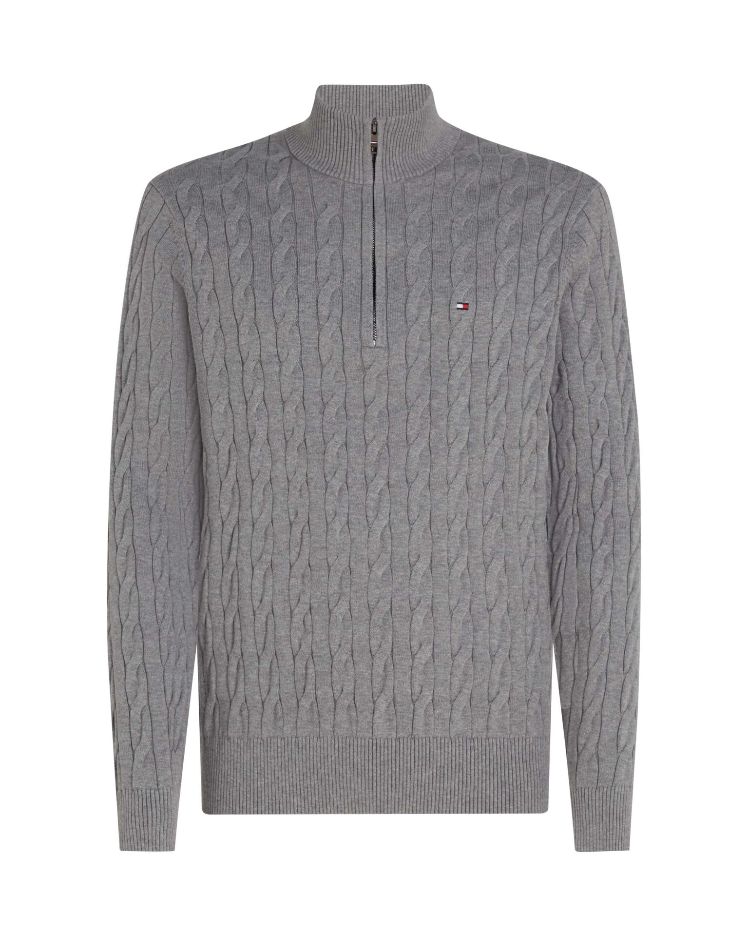 CLASSIC COTTON CABLE ZIP MOCK