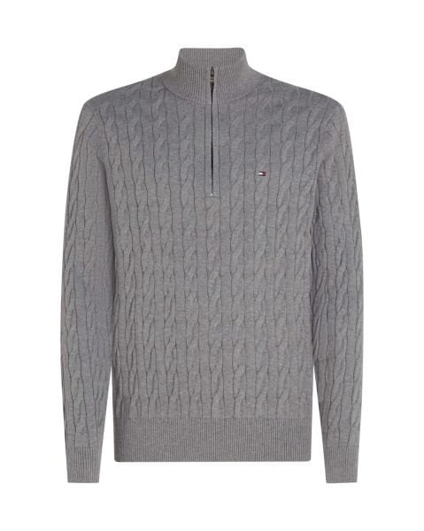 CLASSIC COTTON CABLE ZIP MOCK