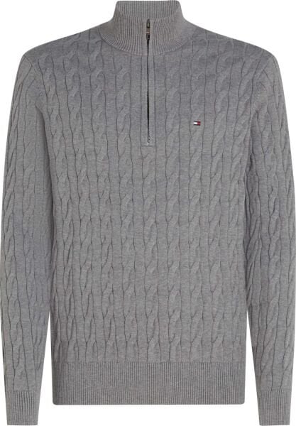 CLASSIC COTTON CABLE ZIP MOCK