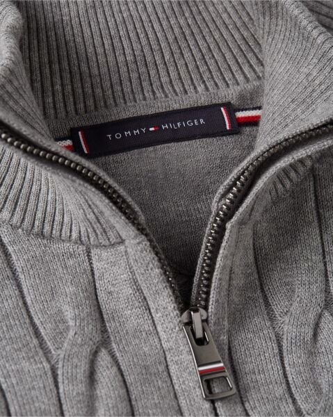 CLASSIC COTTON CABLE ZIP MOCK