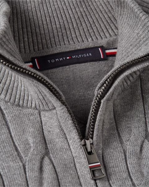 CLASSIC COTTON CABLE ZIP MOCK