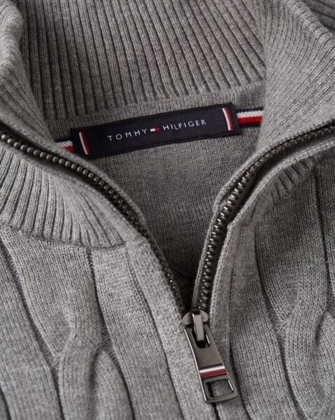 CLASSIC COTTON CABLE ZIP MOCK