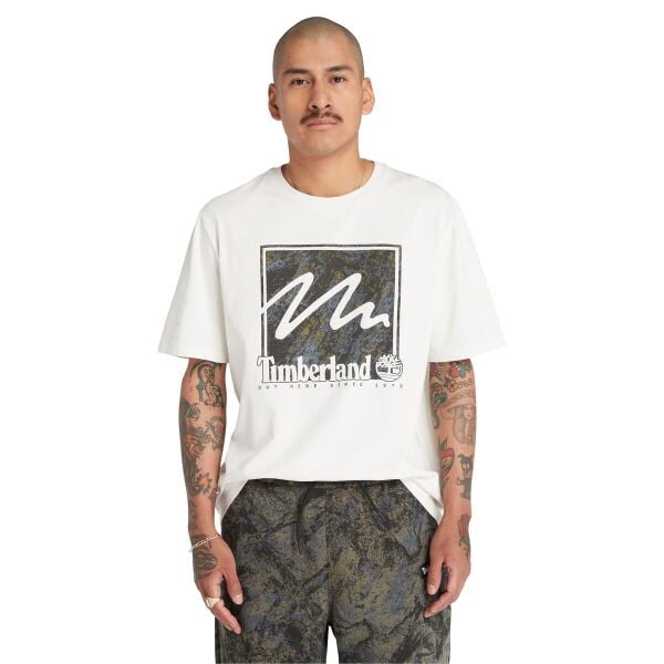 SS Mountains Camo Printed Stack Logo Tee