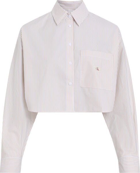 WOVEN LABEL CROPPED SHIRT