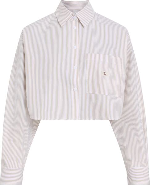 WOVEN LABEL CROPPED SHIRT