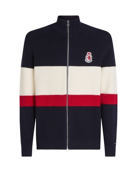 RWB RIB CHEST STRIPE ZIP THROU