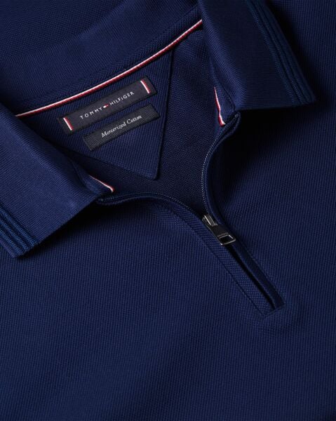 MERCERISED PIQUE ZIP REG POLO