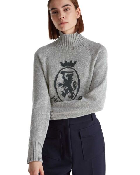 WOOL BLEND GRAPHIC MOCK-NK SWT