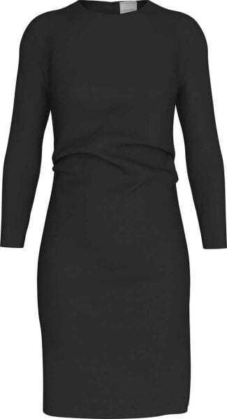 Stretch Crepe LS Gathered Dres