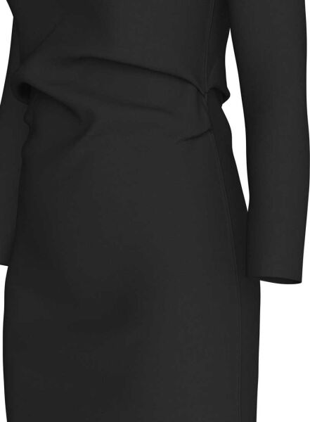 Stretch Crepe LS Gathered Dres