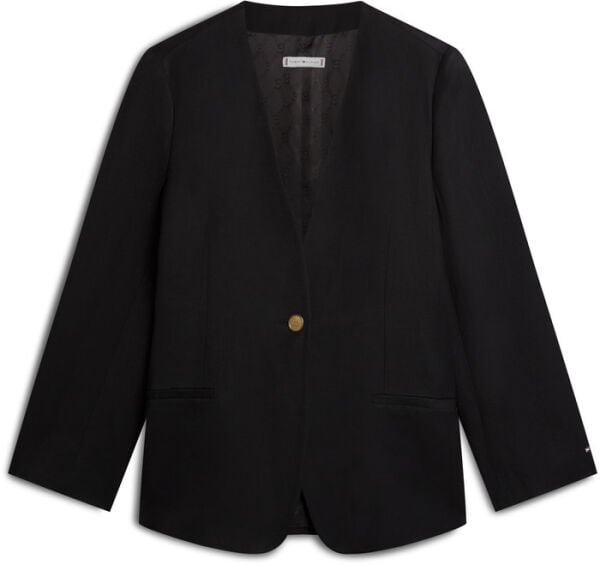 LINEN/VIS COLLARLESS BLAZER