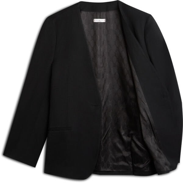 LINEN/VIS COLLARLESS BLAZER