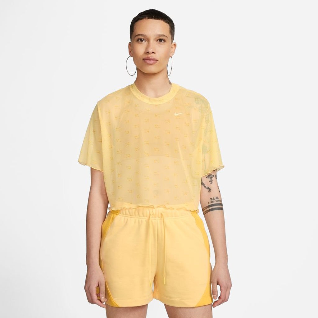 W NSW AIR AOP MESH SS CROP TOP