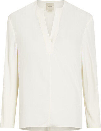 VISCOSE TWILL LS V NECK BLOUSE