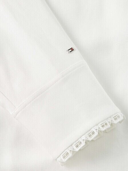 VIS LINEN LACE TRIM LS SHIRT